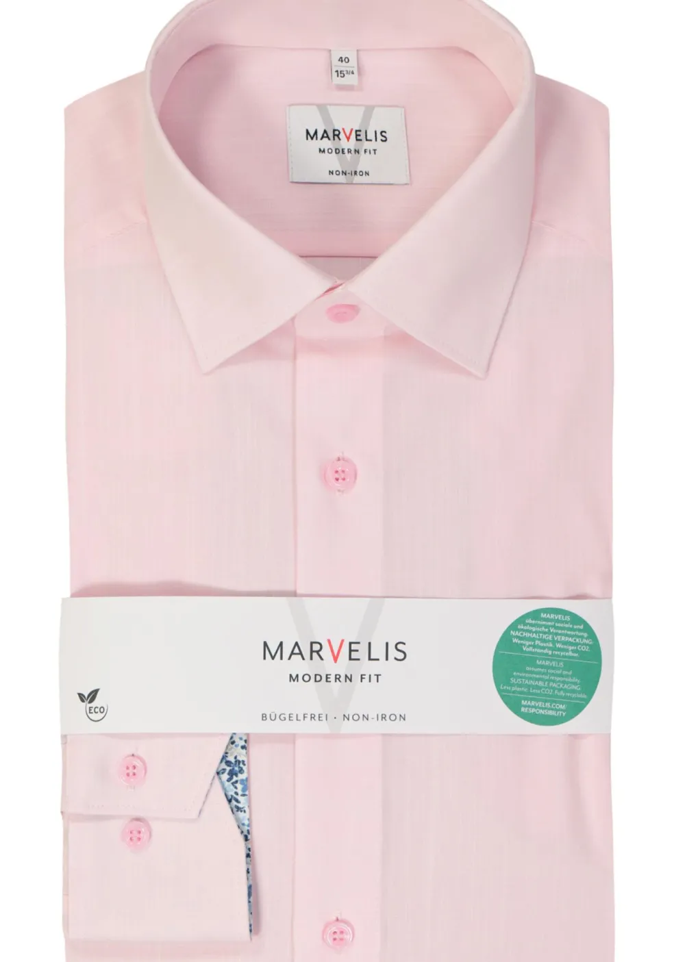 MARVELIS modern fit overhemd, popeline, lichtroze