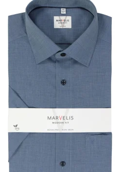 MARVELIS modern fit overhemd, korte mouw, popeline, nachtblauw