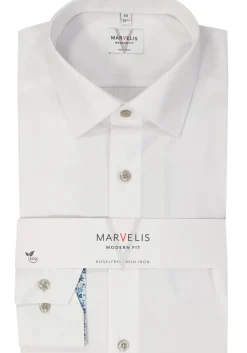 MARVELIS modern fit overhemd, popeline, wit