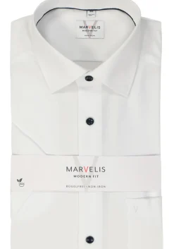 MARVELIS modern fit overhemd, korte mouw, popeline, wit