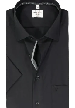 MARVELIS modern fit overhemd, korte mouw, popeline, zwart