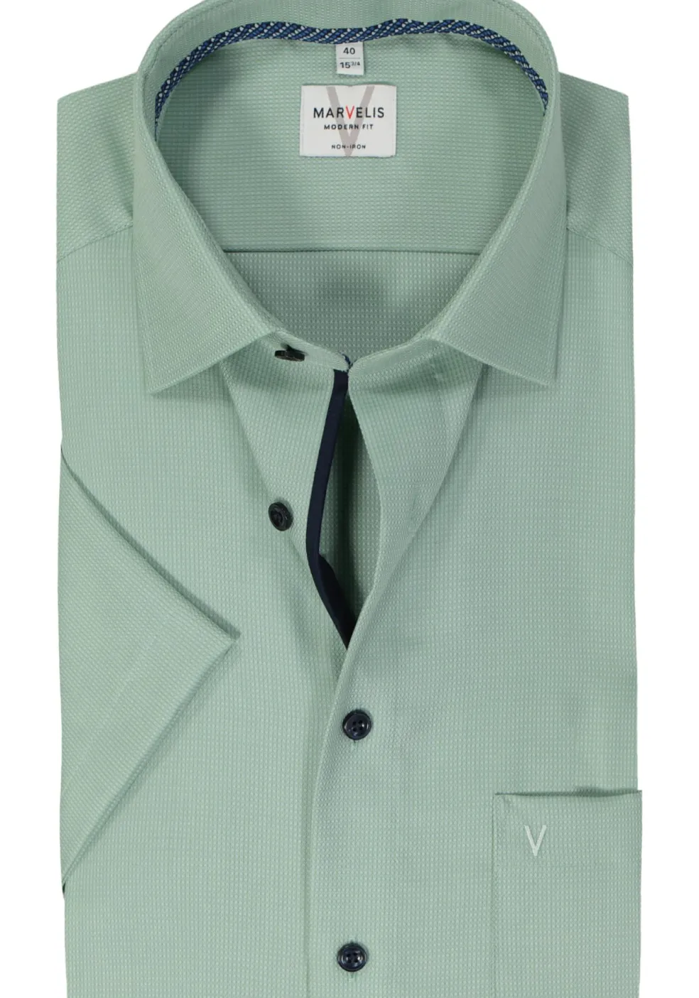 MARVELIS modern fit overhemd, korte mouw, structuur, groen