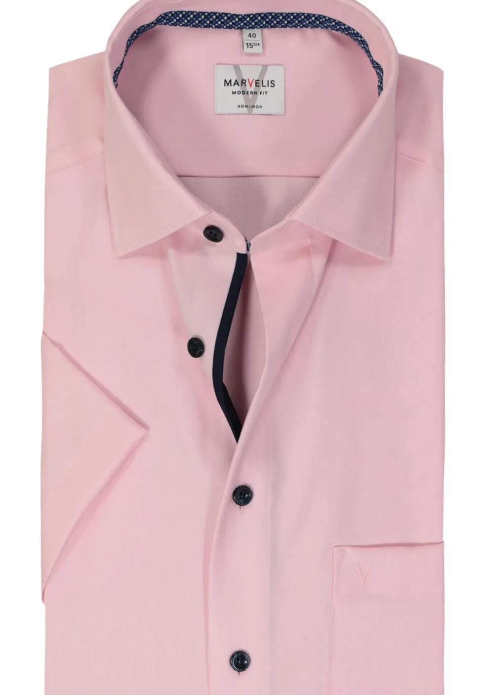MARVELIS modern fit overhemd, korte mouw, structuur, roze