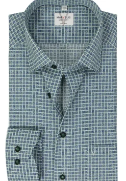 MARVELIS modern fit overhemd, mouwlengte 7, popeline, groen dessin