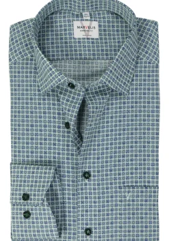 MARVELIS modern fit overhemd, popeline, groen dessin
