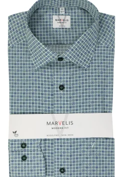 MARVELIS modern fit overhemd, popeline, groen dessin