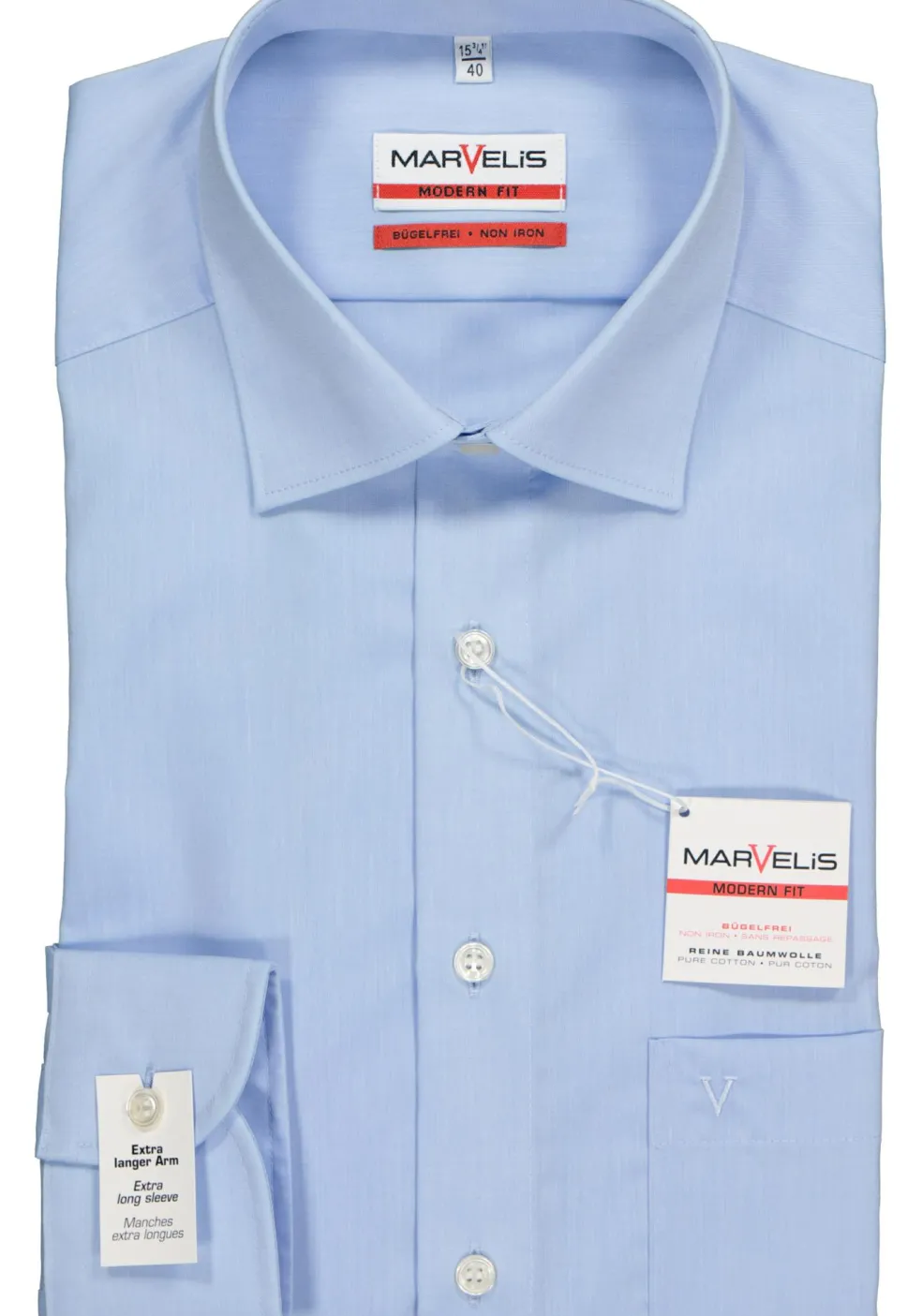 MARVELIS modern fit overhemd, mouwlengte 7, lichtblauw