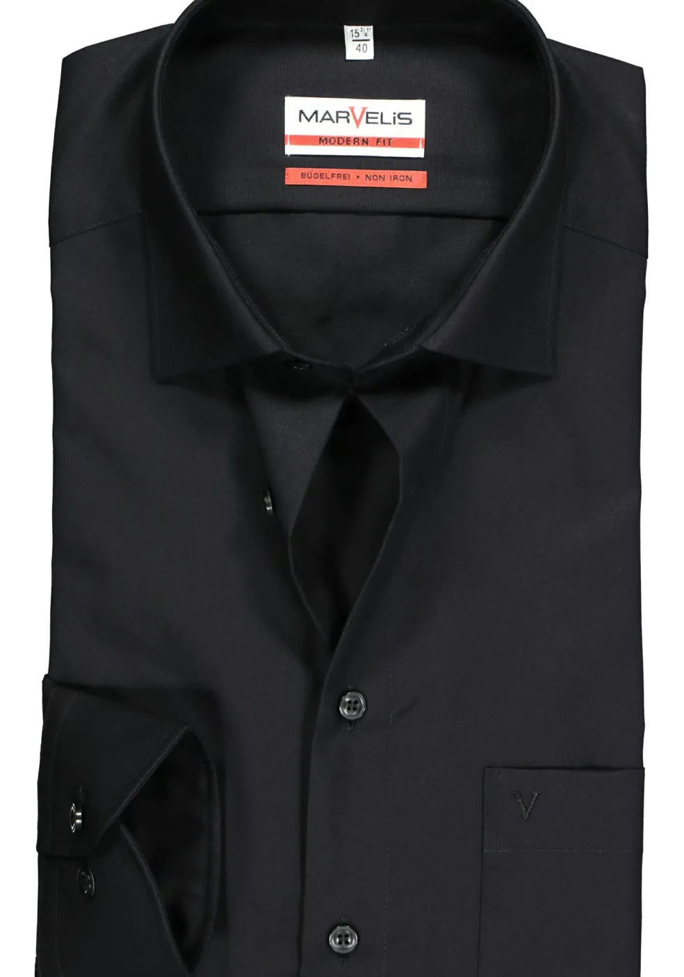 MARVELIS modern fit overhemd, mouwlengte 7, zwart
