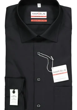 MARVELIS modern fit overhemd, mouwlengte 7, zwart