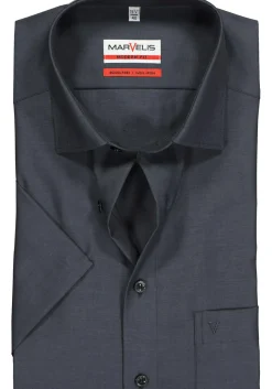 MARVELIS modern fit overhemd, korte mouw, antraciet
