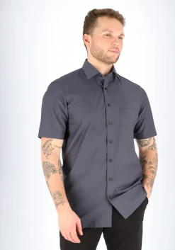 MARVELIS modern fit overhemd, korte mouw, antraciet