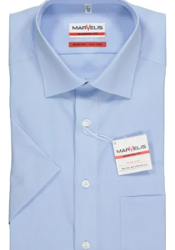 MARVELIS modern fit overhemd, korte mouw, lichtblauw