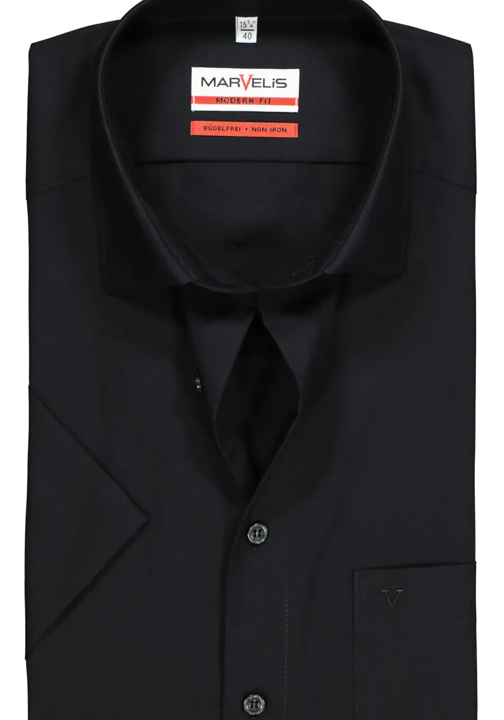 MARVELIS modern fit overhemd, korte mouw, zwart