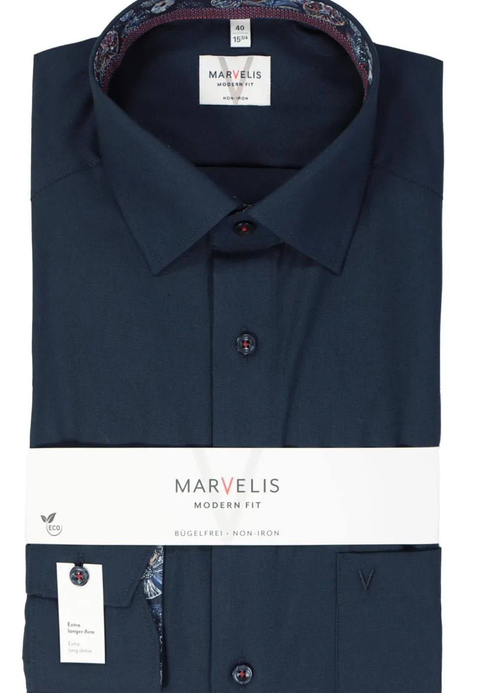 MARVELIS modern fit overhemd, mouwlengte 7, popeline, donkerblauw
