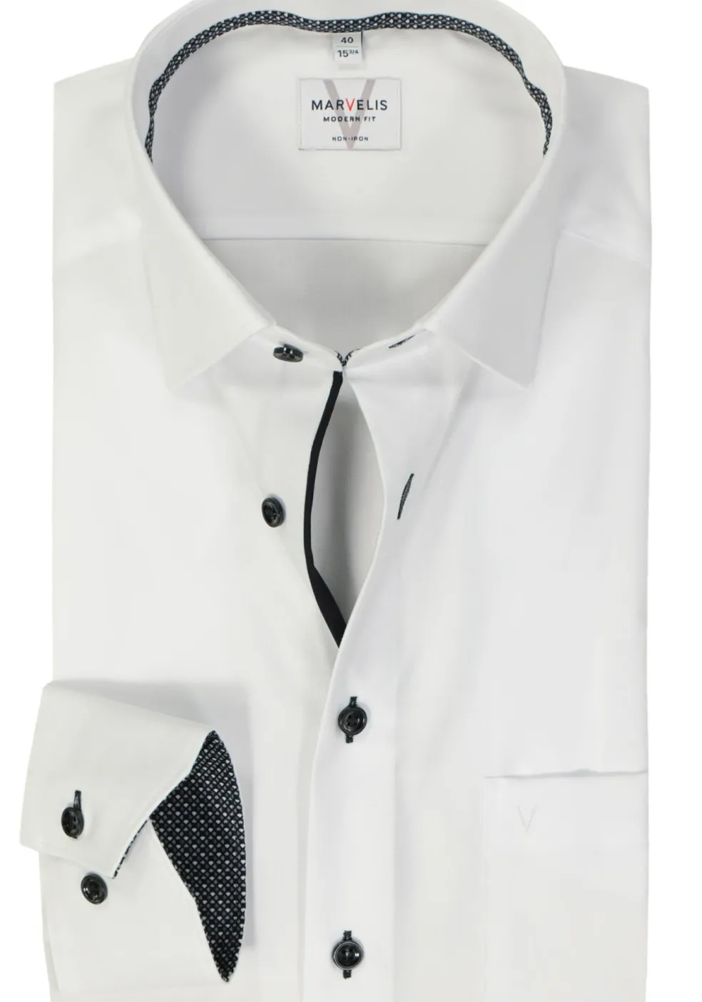 MARVELIS modern fit overhemd, mouwlengte 7, popeline, wit