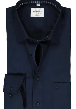 MARVELIS modern fit overhemd, popeline, donkerblauw