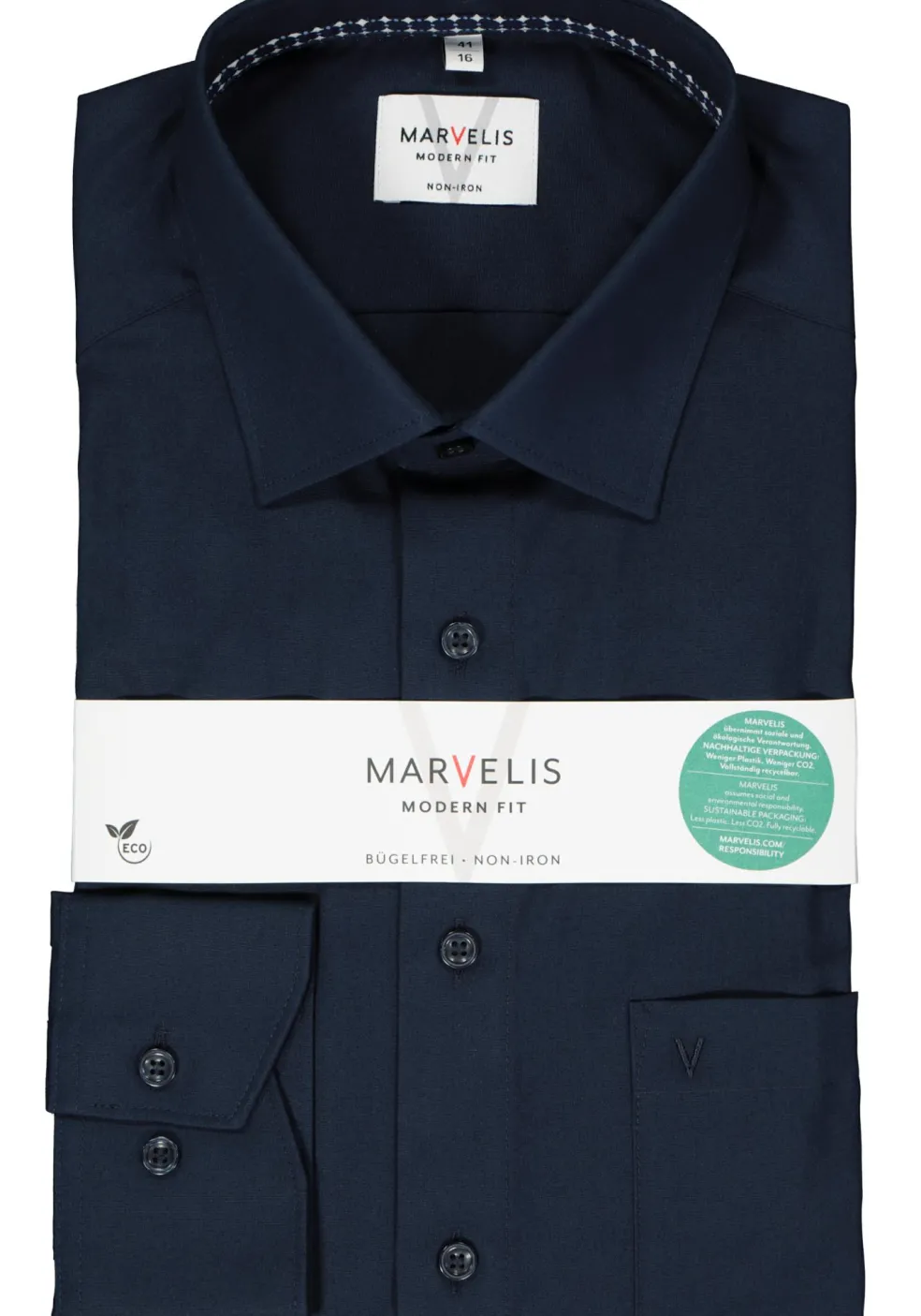 MARVELIS modern fit overhemd, popeline, donkerblauw