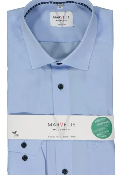 MARVELIS modern fit overhemd, popeline, lichtblauw