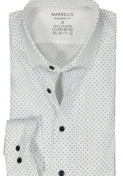 MARVELIS modern fit overhemd, popeline, lichtblauw dessin
