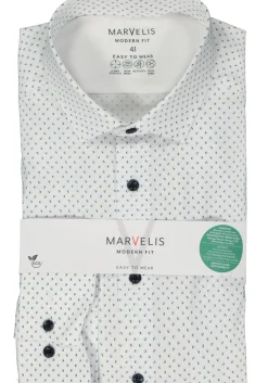 MARVELIS modern fit overhemd, popeline, lichtblauw dessin
