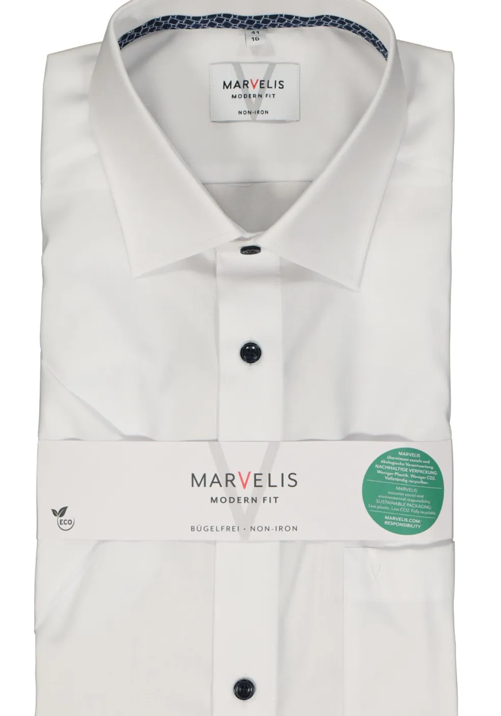 MARVELIS modern fit overhemd, korte mouw, structuur, wit