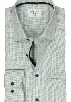 MARVELIS modern fit overhemd, structuur, groen