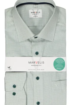 MARVELIS modern fit overhemd, structuur, groen