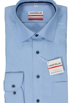 MARVELIS modern fit overhemd, twill, lichtblauw