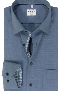 MARVELIS modern fit overhemd, fil a fil, nachtblauw