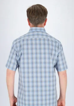 MARVELIS modern fit overhemd, korte mouw, popeline, lichtblauw geruit