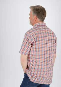 MARVELIS modern fit overhemd, korte mouw, popeline, rood geruit