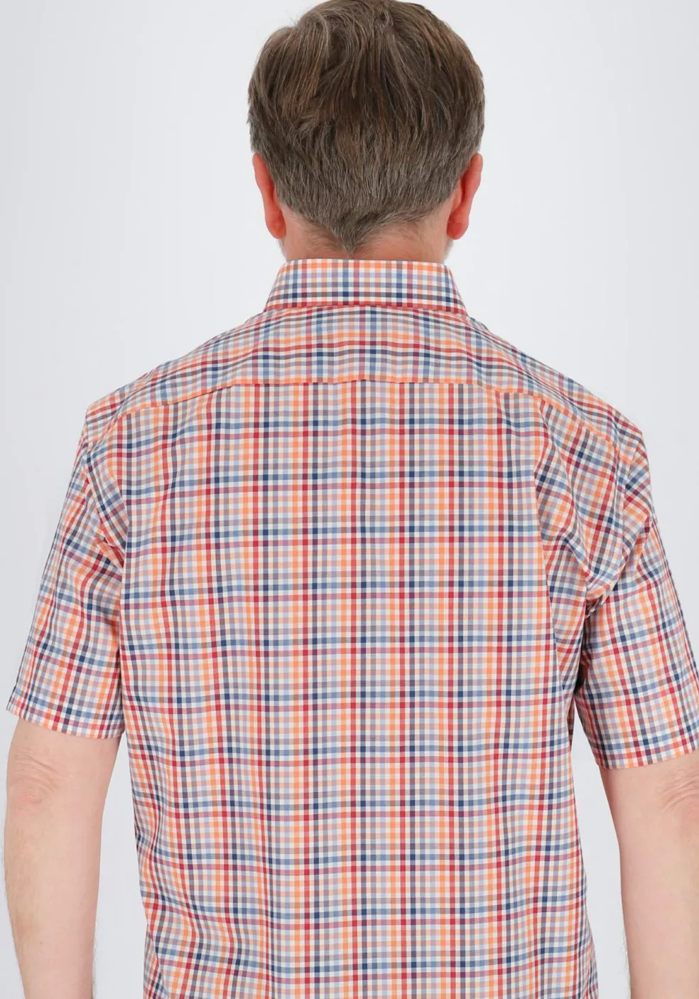 MARVELIS modern fit overhemd, korte mouw, popeline, rood geruit