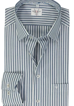 MARVELIS modern fit overhemd, popeline, donkerblauw gestreept