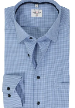 MARVELIS modern fit overhemd, popeline, lichtblauw geruit