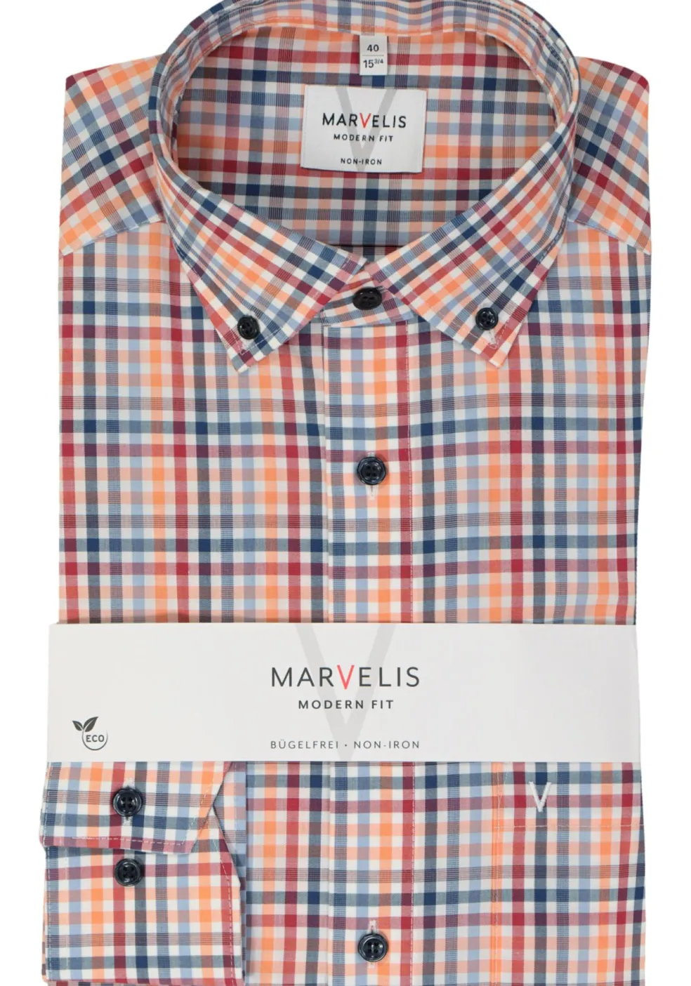 MARVELIS modern fit overhemd, popeline, rood geruit