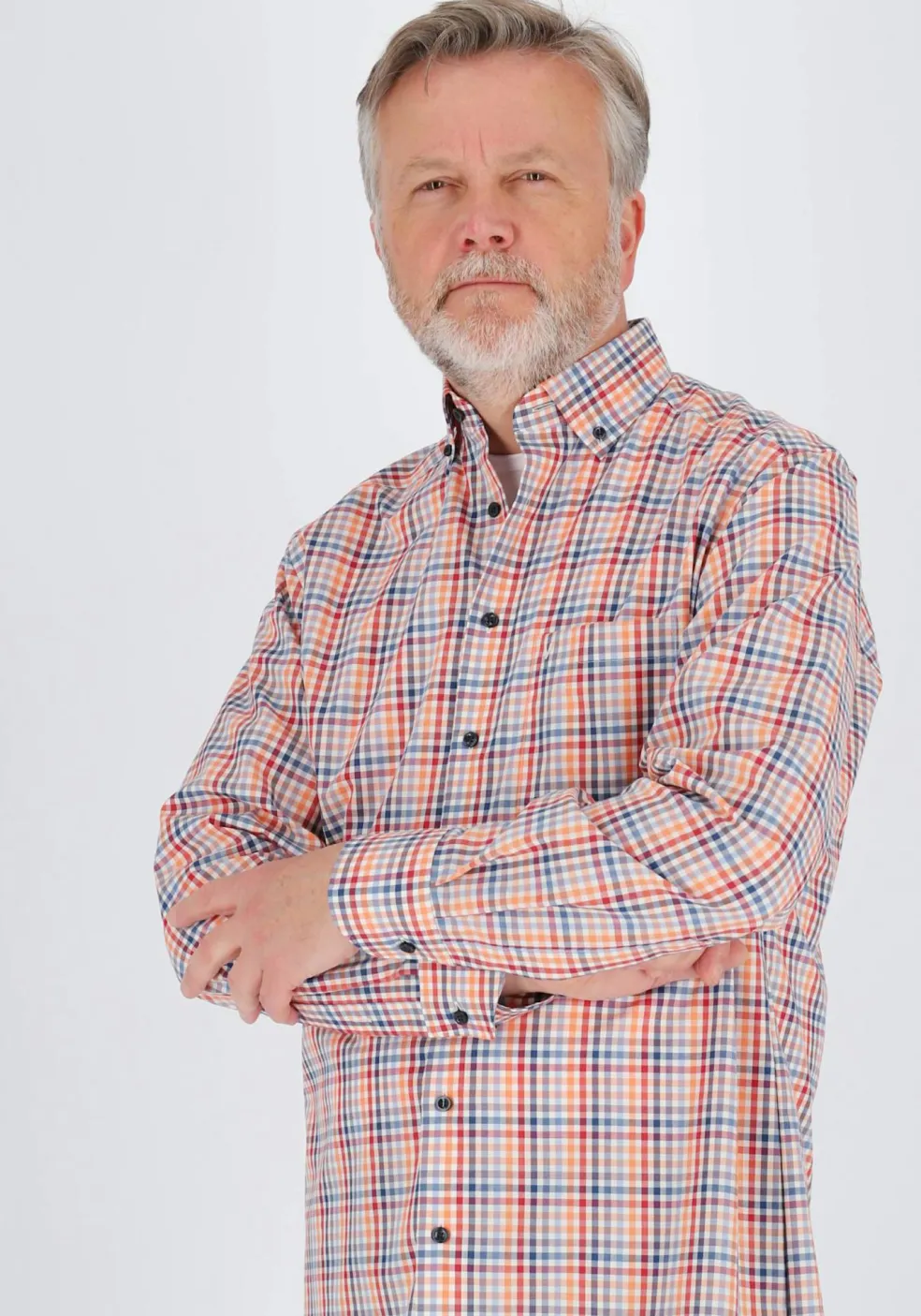 MARVELIS modern fit overhemd, popeline, rood geruit