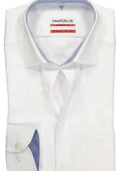 MARVELIS modern fit overhemd, wit structuur (contrast)