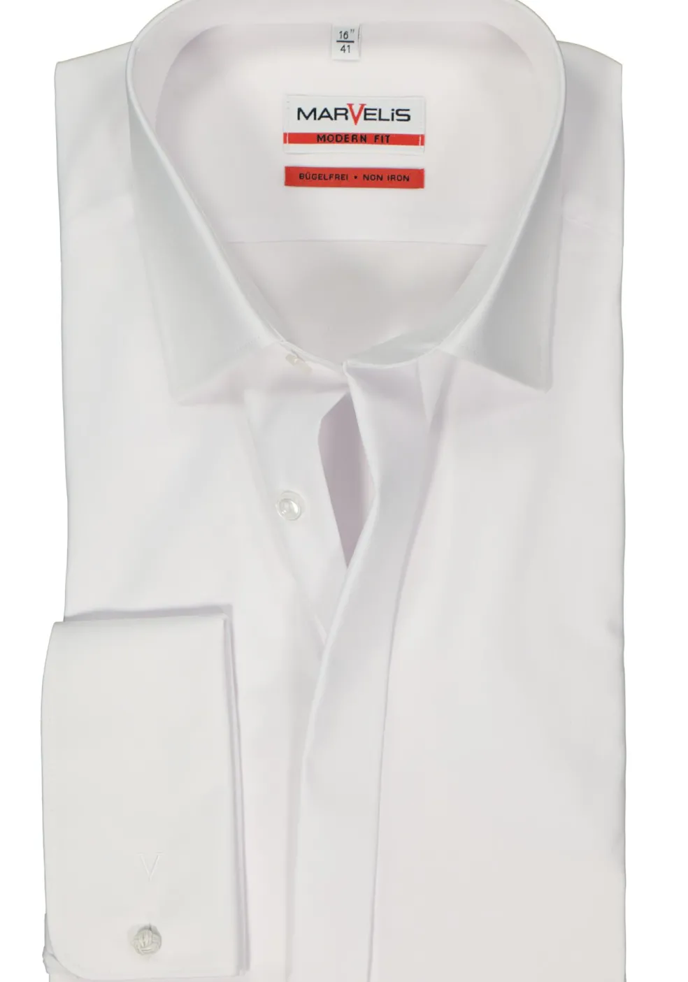 MARVELIS modern fit smoking overhemd, popeline, wit