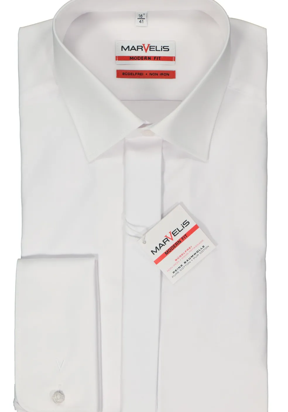 MARVELIS modern fit smoking overhemd, popeline, wit