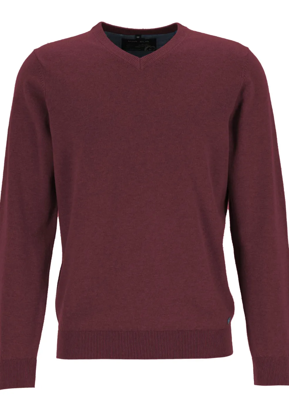 MARVELIS modern fit trui katoen, V-hals, aubergine