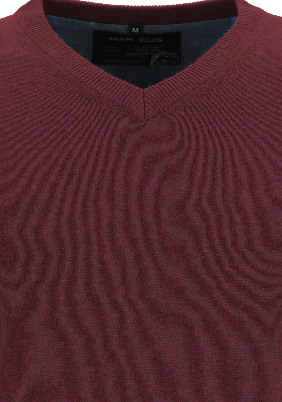 MARVELIS modern fit trui katoen, V-hals, aubergine