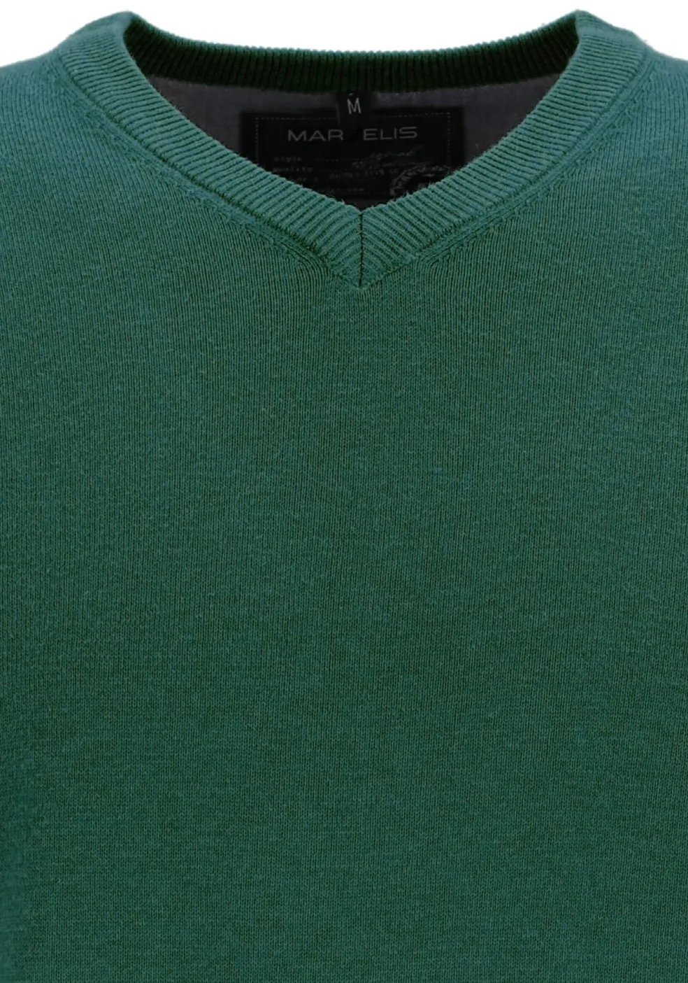MARVELIS modern fit trui katoen, V-hals, groen