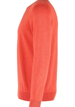 MARVELIS modern fit trui katoen, O-hals, koraal oranje