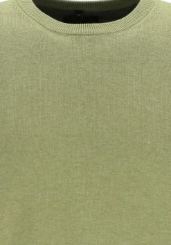 MARVELIS modern fit trui katoen, O-hals, olijfgroen