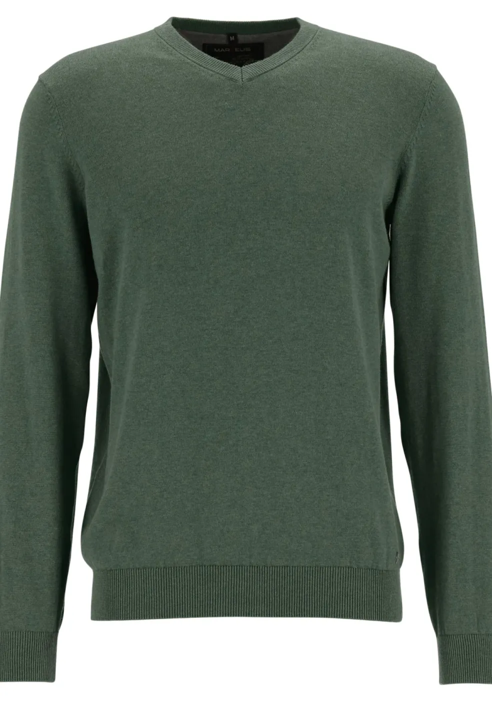 MARVELIS modern fit trui katoen, V-hals, donkergroen