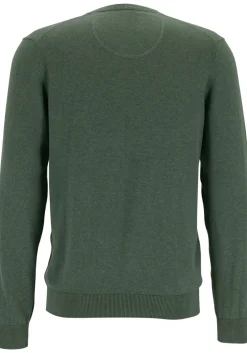 MARVELIS modern fit trui katoen, V-hals, donkergroen