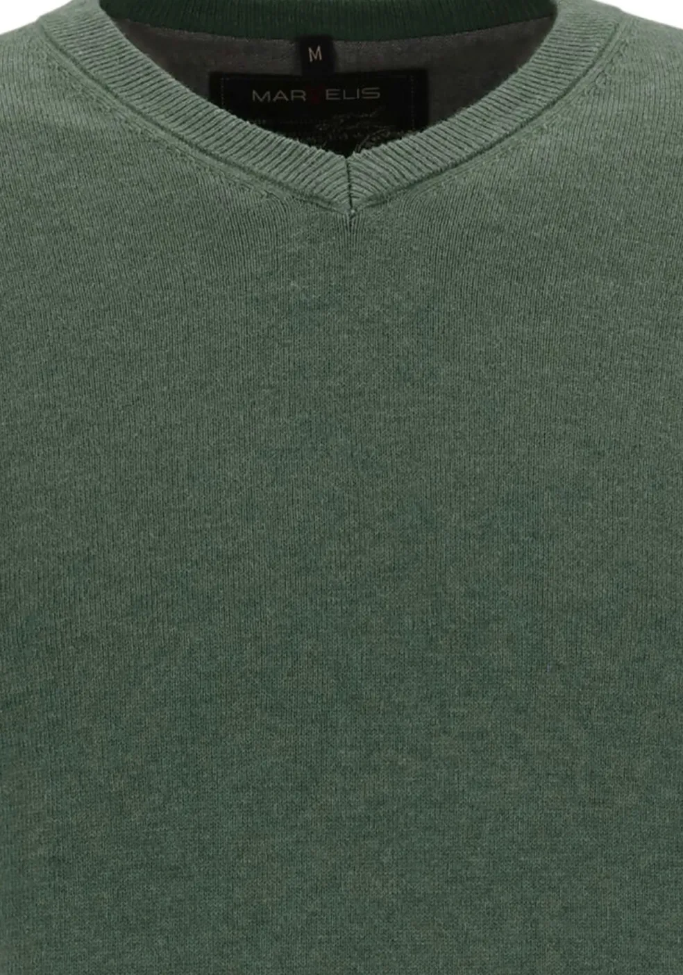 MARVELIS modern fit trui katoen, V-hals, donkergroen