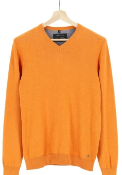 MARVELIS modern fit trui katoen, V-hals, roodoranje