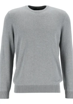 MARVELIS modern fit trui katoen, O-hals, grijs