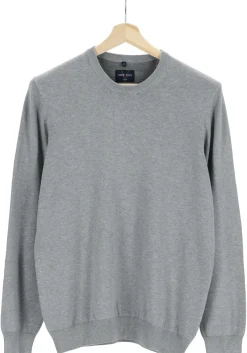 MARVELIS modern fit trui katoen, O-hals, grijs
